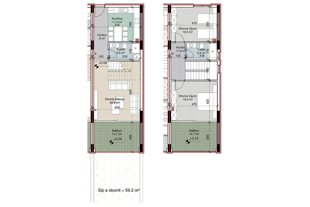 Banesë – Duplex 172m² + 59.2m² në SHITJE në Gjirin e Lalëzit