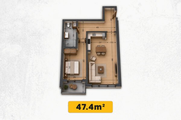 Banesë 47.4m² neto në #SHITJE në Lagjen Kodrina